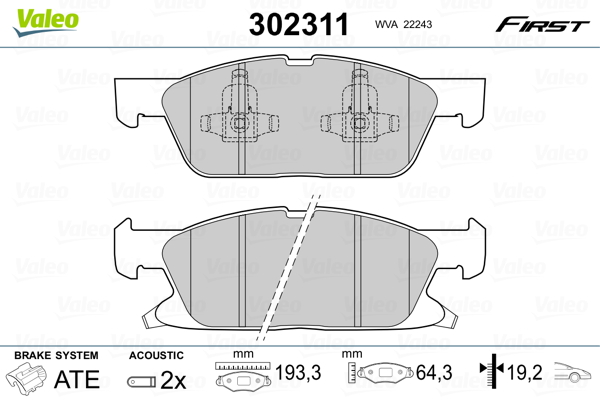 Klocki hamulcowe VALEO 302311