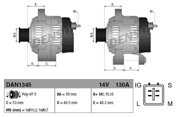 Alternator DENSO DAN1345