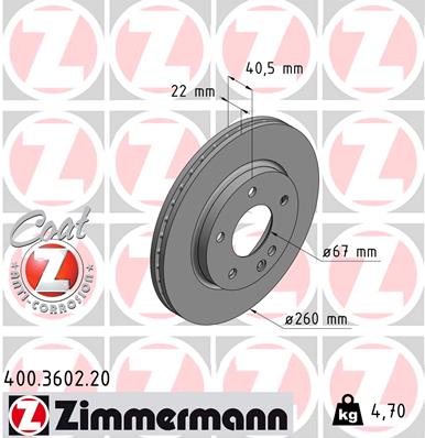 Tarcza hamulcowa ZIMMERMANN 400.3602.20