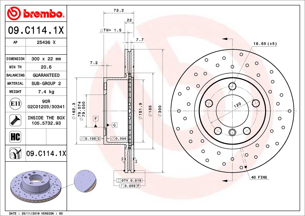 Tarcza hamulcowa BREMBO 09.C114.1X
