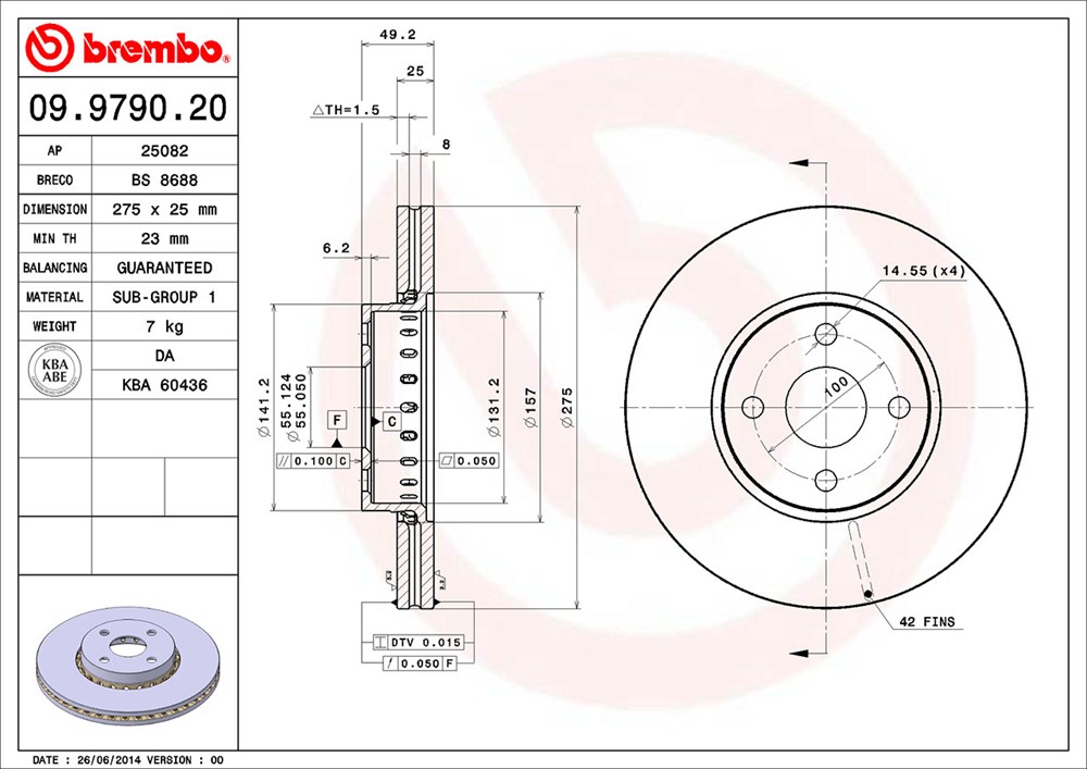 Tarcza hamulcowa BREMBO 09.9790.20