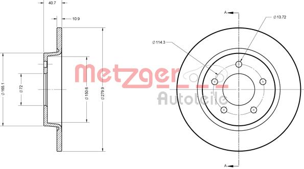 Tarcza hamulcowa METZGER 6110581
