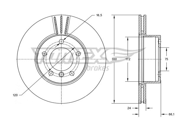 Tarcza hamulcowa TOMEX BRAKES TX 73-97