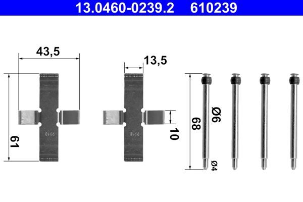 Zestaw akcesoriów montażowych  klocków hamulcowych ATE 13.0460-0239.2