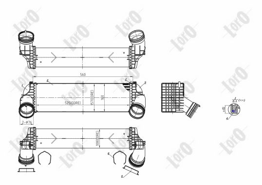 Chłodnica powietrza intercooler ABAKUS 004-018-0009