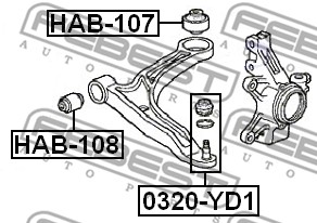Sworzeń wahacza FEBEST 0320-YD1