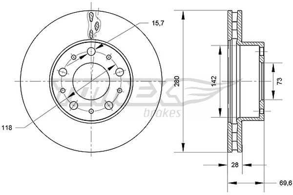 Tarcza hamulcowa TOMEX BRAKES TX 70-95