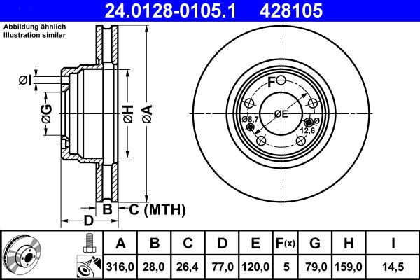 Tarcza hamulcowa ATE 24.0128-0105.1