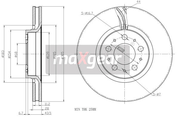 Tarcza hamulcowa MAXGEAR 19-1006