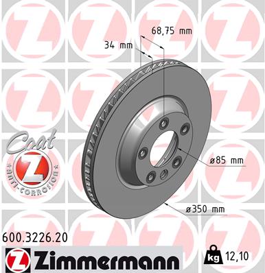 Tarcza hamulcowa ZIMMERMANN 600.3226.20