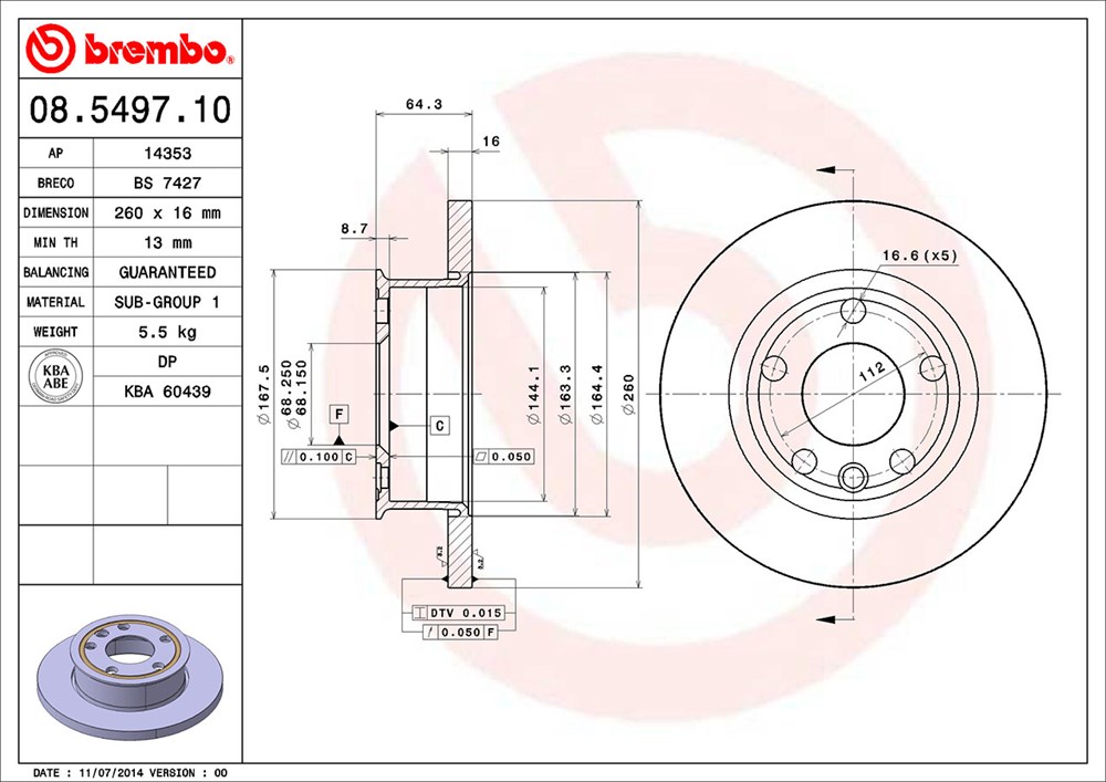 Tarcza hamulcowa BREMBO 08.5497.10