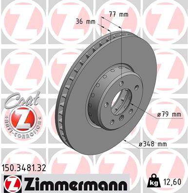 Tarcza hamulcowa ZIMMERMANN 150.3481.32