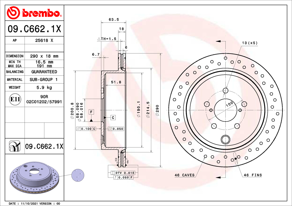 Tarcza hamulcowa BREMBO 09.C662.1X