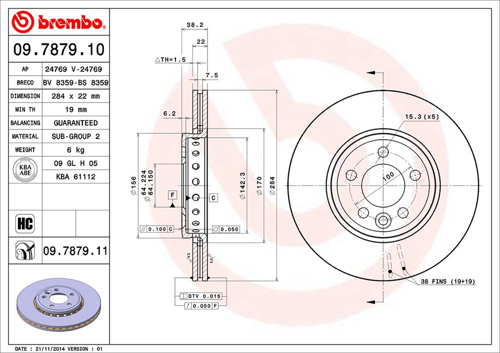 Tarcza hamulcowa BREMBO 09.7879.11