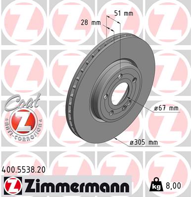 Tarcza hamulcowa ZIMMERMANN 400.5538.20