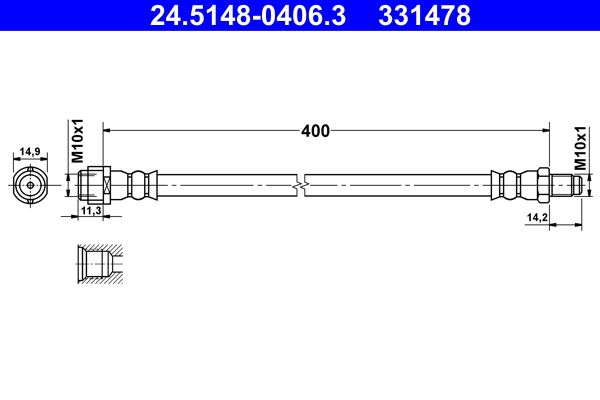 Przewód hamulcowy elastyczny ATE 24.5148-0406.3