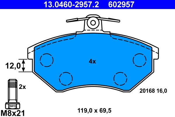 Klocki hamulcowe ATE 13.0460-2957.2