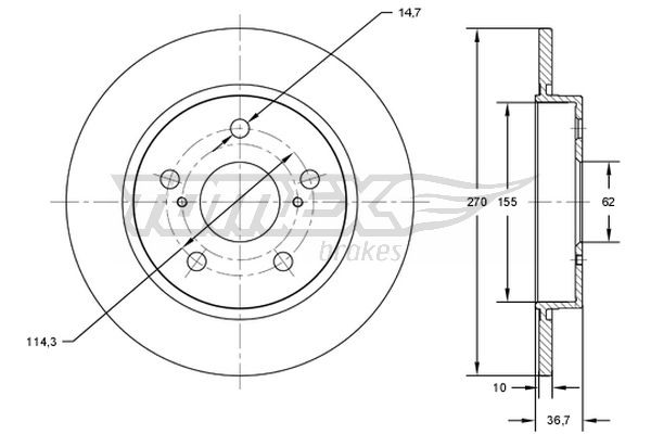 Tarcza hamulcowa TOMEX BRAKES TX 72-00