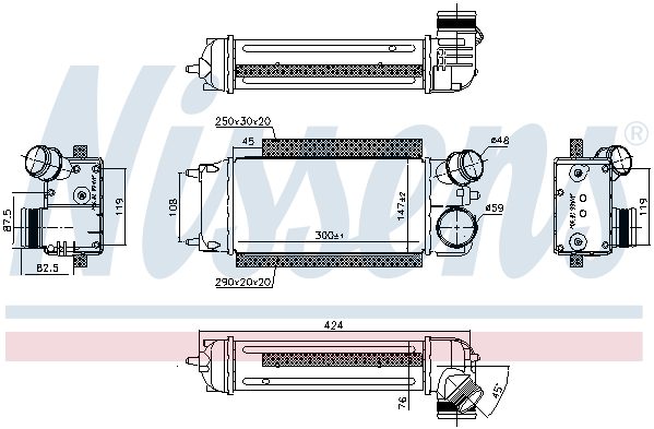 Chłodnica powietrza intercooler NISSENS 96228