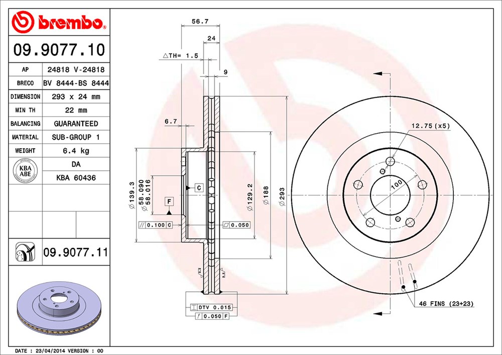 Tarcza hamulcowa BREMBO 09.9077.11