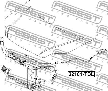 Cięgno zamka pokrywy komory silnika FEBEST 12101-TBL