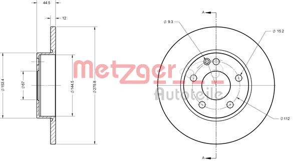 Tarcza hamulcowa METZGER 6110445