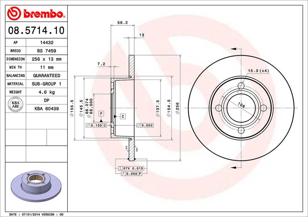 Tarcza hamulcowa BREMBO 08.5714.10