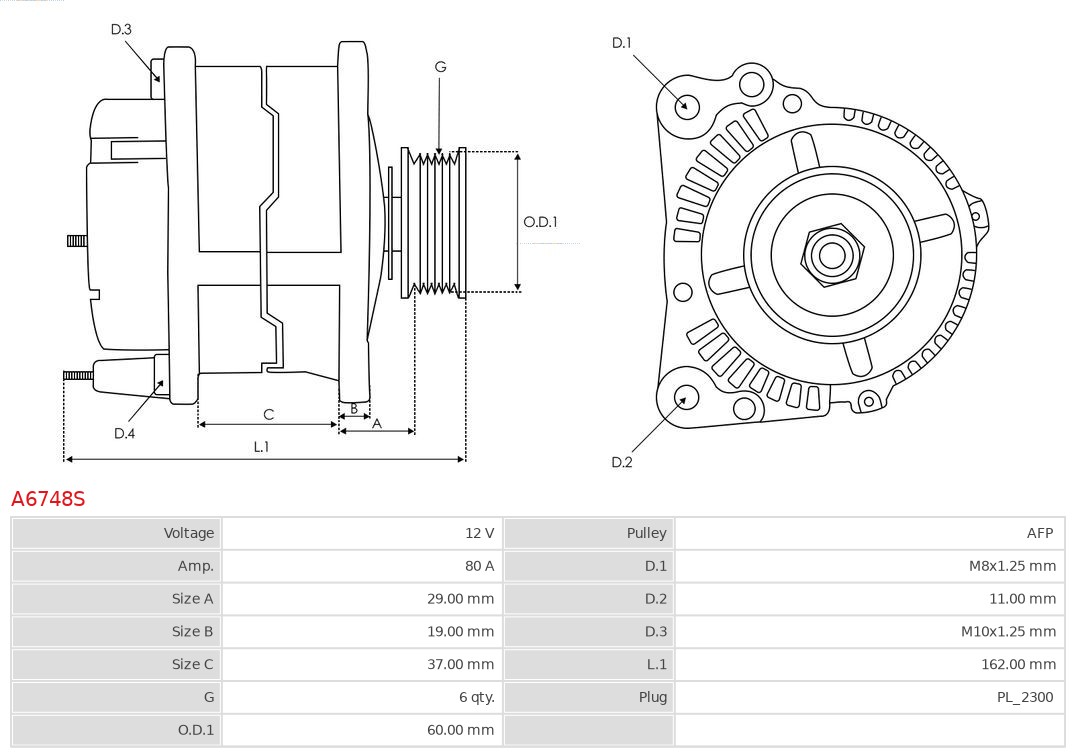 Alternator AS-PL A6748S