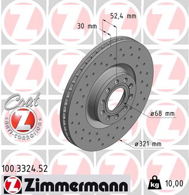 Tarcza hamulcowa ZIMMERMANN 100.3324.52