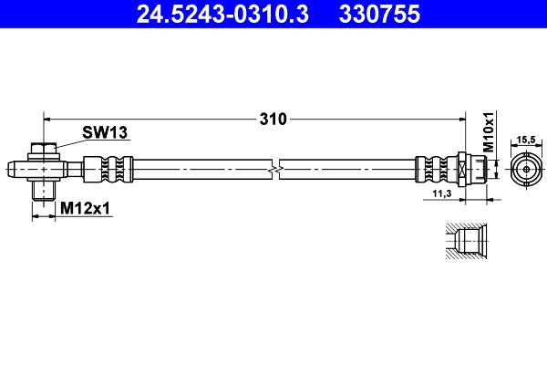 Przewód hamulcowy elastyczny ATE 24.5243-0310.3
