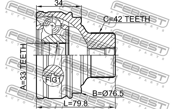 Przegub FEBEST 1710-Q520MT