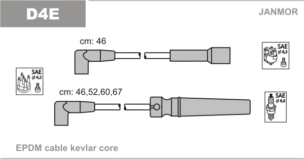 Przewody zapłonowe JANMOR D4E