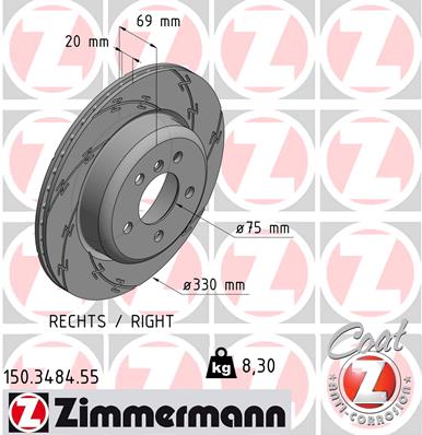 Tarcza hamulcowa ZIMMERMANN 150.3484.55