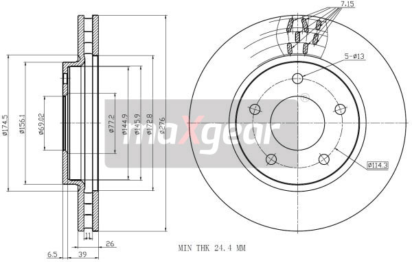 Tarcza hamulcowa MAXGEAR 19-1289