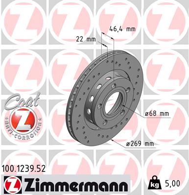 Tarcza hamulcowa ZIMMERMANN 100.1239.52