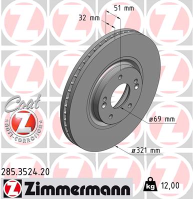 Tarcza hamulcowa ZIMMERMANN 285.3524.20