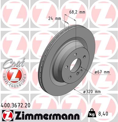 Tarcza hamulcowa ZIMMERMANN 400.3672.20
