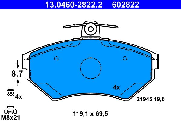 Klocki hamulcowe ATE 13.0460-2822.2