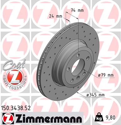 Tarcza hamulcowa ZIMMERMANN 150.3438.52