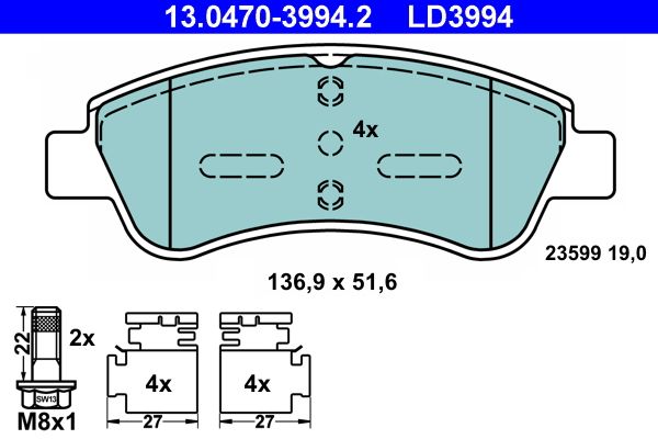 Klocki hamulcowe ATE 13.0470-3994.2