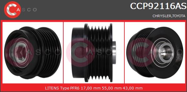 Koło pasowe alternatora CASCO CCP92116AS