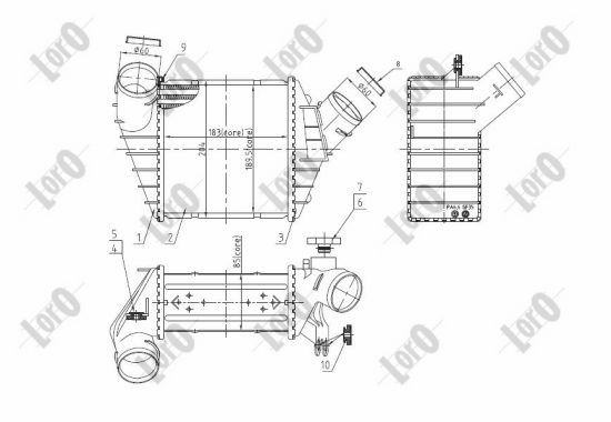 Chłodnica powietrza intercooler ABAKUS 053-018-0012