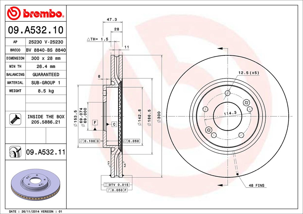 Tarcza hamulcowa BREMBO 09.A532.11