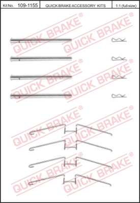 Zestaw akcesoriów montażowych  klocków hamulcowych QUICK BRAKE 109-1155