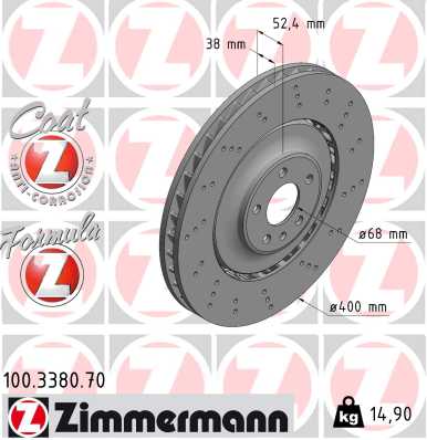 Tarcza hamulcowa ZIMMERMANN 100.3380.70