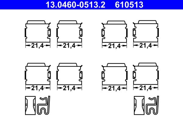 Zestaw akcesoriów montażowych  klocków hamulcowych ATE 13.0460-0513.2