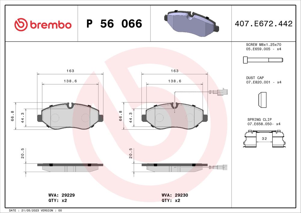 Klocki hamulcowe BREMBO P 56 066