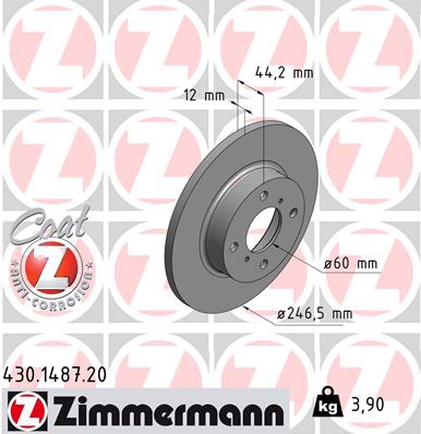 Tarcza hamulcowa ZIMMERMANN 430.1487.20