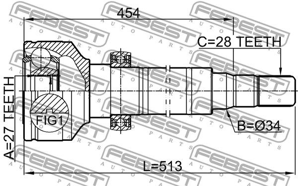 Przegub FEBEST 2711-XC60S6RH
