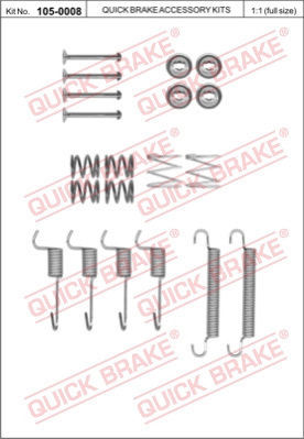 Zestaw montażowy szczęk hamulcowych QUICK BRAKE 105-0008
